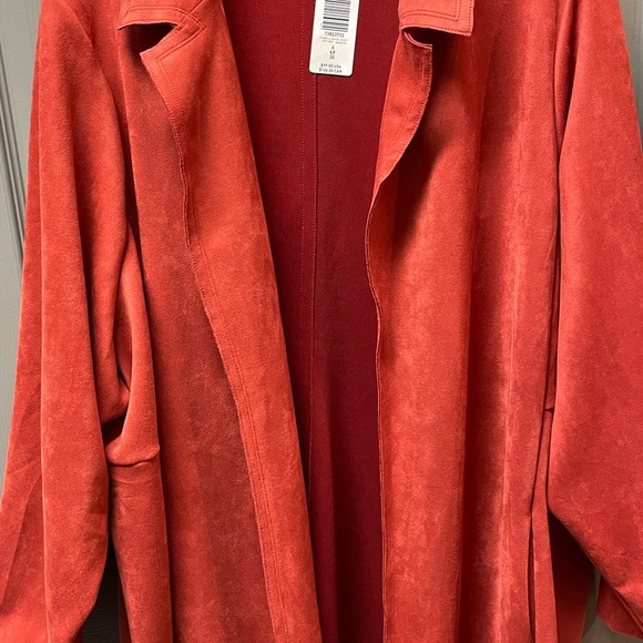NWT Torrid size 6x (30W) Orange Faux Suede Coat - Picture 3 of 6